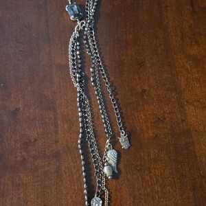 Unique Lariat-Like Silver Charm Necklace